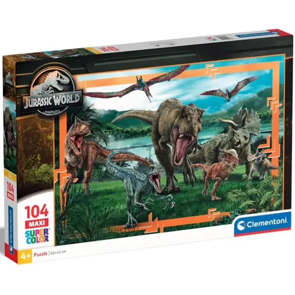 Jurassic World ríša dinosaurov 104ks maxi supercolor puzzle - Clementoni obrázok 1