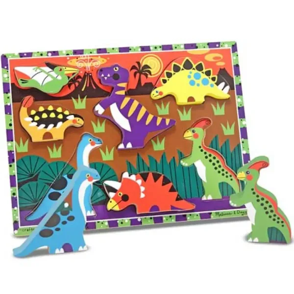 Dinozaurov ľahko uchopiteľný drevený tvarový puzzle - Melissa & Doug obrázok 2