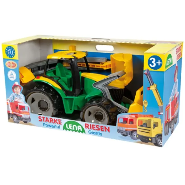 LENA: Veľký traktor s čelný nakladačom a drapákom žlto/zelený 65 cm obrázok 2