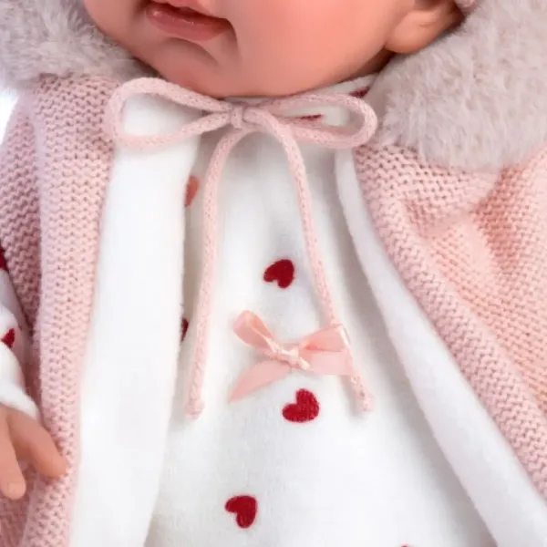 Llorens: Tina 44cm-ová plačúca bábika v ružovej veste s kapucňou obrázok 4