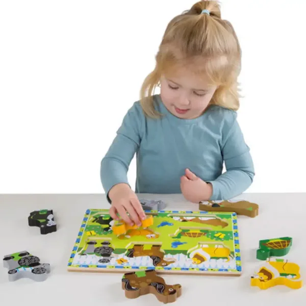 Malé obľúbené hrubé drevené tvarové puzzle s 8 dielikmi - Melissa & Doug obrázok 2