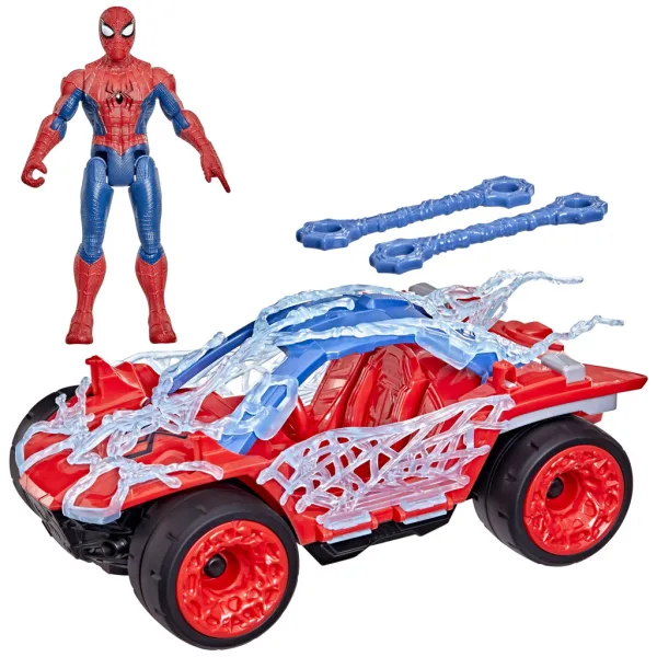 Marvel Spider-Man ActionVerse: figúrka Spider-Mana s autom a natiahnuteľnými sieťovými projektilmi – Hasbro obrázok 2