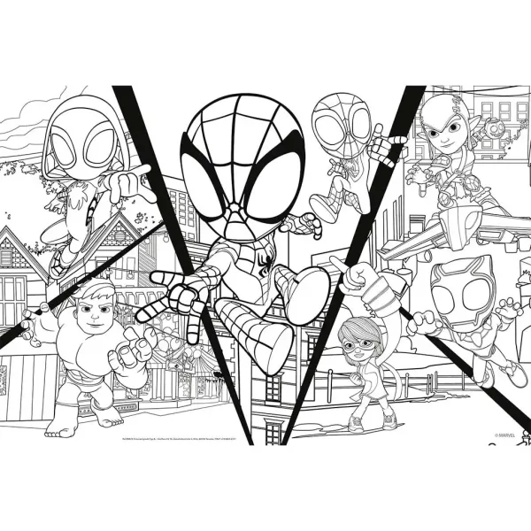 Marvel Spidey bojuje 2 v 1 24-dielne puzzle a omaľovánka 50x35cm - Lisciani obrázok 2