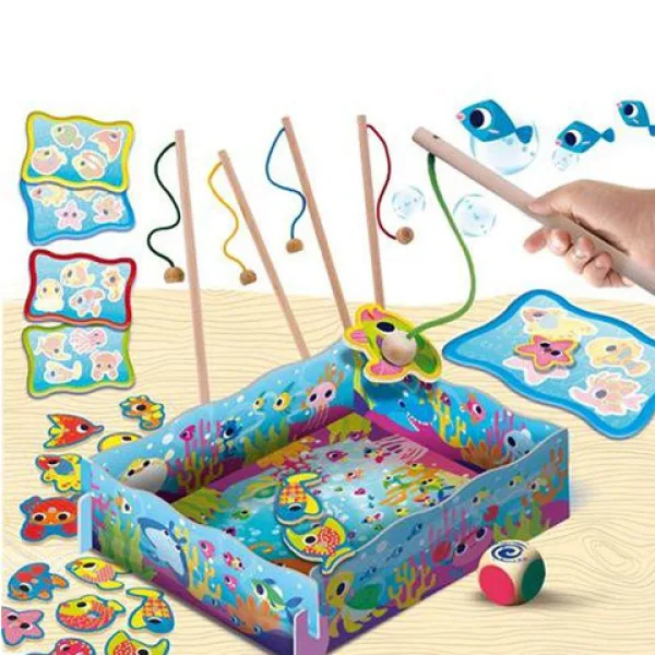 Montessori detská drevená magnetická rybárska hra obrázok 2