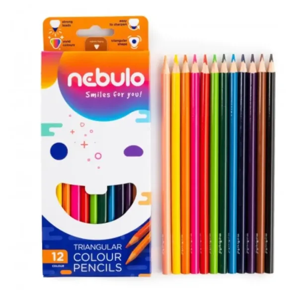 Nebulo: 12 dielny set trojhranných farebných ceruziek obrázok 2