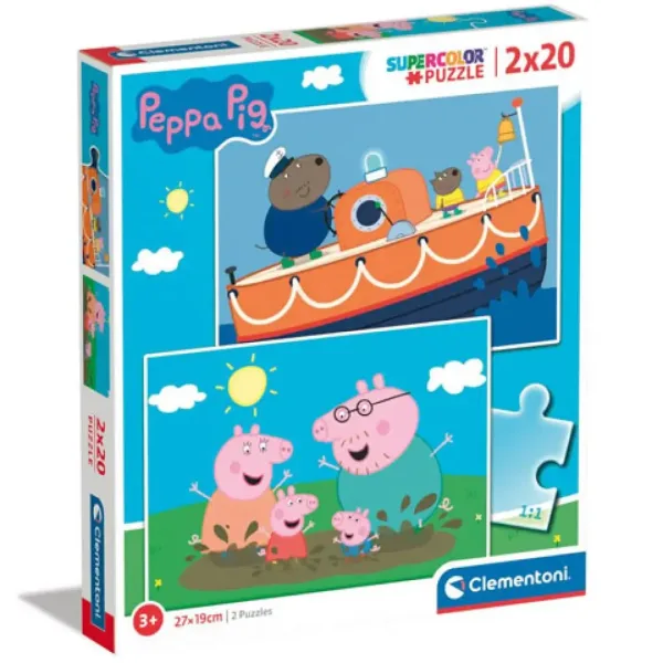 Peppa Pig Supercolor 2v1 2x20ks puzzle - Clementoni obrázok 1