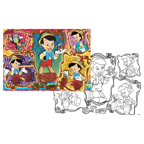 Pinocchio 2 v 1, 108-dielne puzzle a omaľovánka 70x50 cm – Lisciani obrázok 2