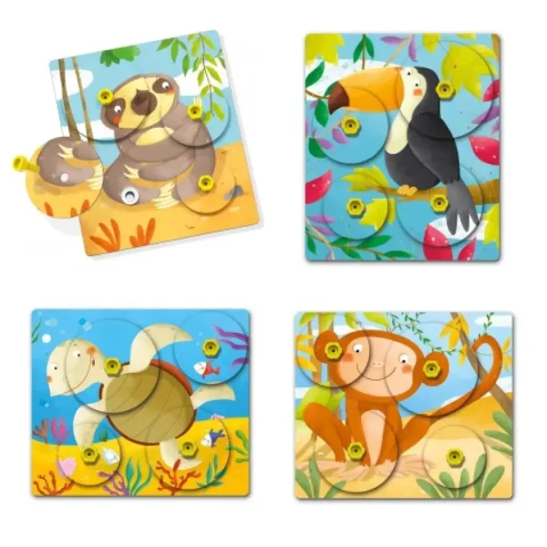 Quercetti: Montessori Giro 4 dielny zvierací puzzle set obrázok 2