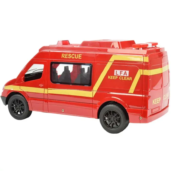 RC Diaľkovo ovládaný červený hasičský mikrobus so svetelnými efektmi 2,4GHz 1/12   30cm obrázok 3