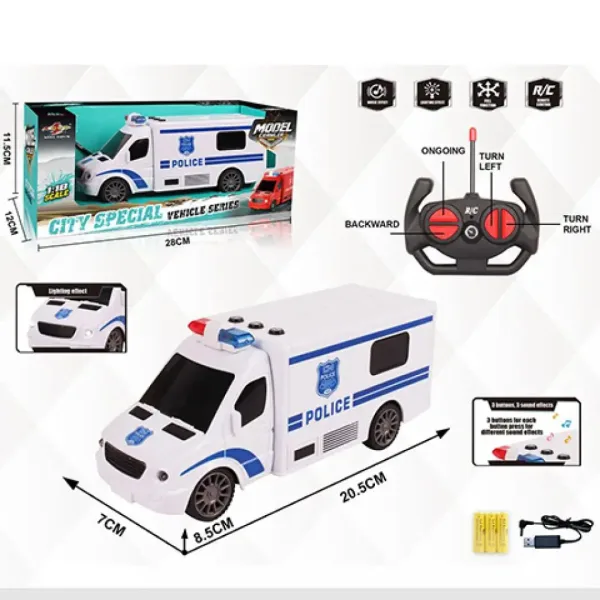 RC Policajný mikrobus na diaľkové ovládanie, so svetlom a zvukom 1:18  20cm obrázok 5