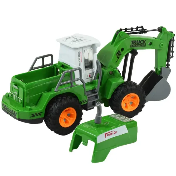RC pracovný stroj na diaľkové ovládanie v zelenej farbe so svetelnými efektmi v mierke 1/30 22cm obrázok 3
