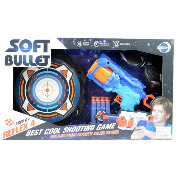 Soft Bullet: Reflex 4 Manuálna zbraň s otočným zásobníkom a terčom 22cm obrázok 9