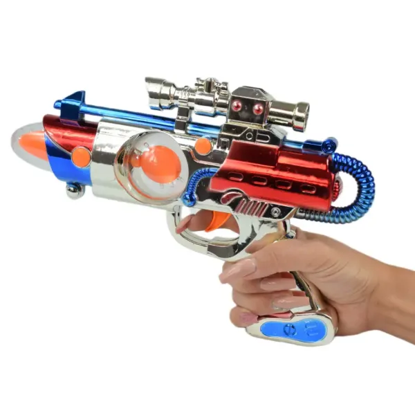 Space Warior: Elektrická chrómová vesmírna pištoľ so svetlom a zvukom 27cm obrázok 3