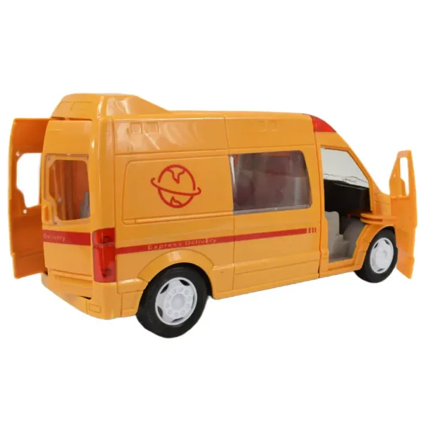 Special Car: Žlté expressné kuriérske vozidlo so svetlom a zvukom, zotrvačníkom 24cm obrázok 5