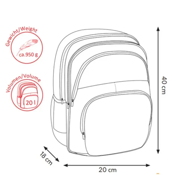 Spirit: Modrá ergonomická školská taška s futbalovým vzorom so 4 priehradkami obrázok 4