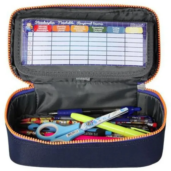 Spirit: My Bag indigová modrý oválny peračník s oranžovým zipsom 23x10cm obrázok 2