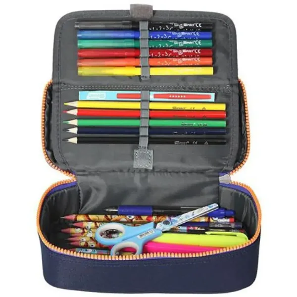 Spirit: My Bag indigová modrý oválny peračník s oranžovým zipsom 23x10cm obrázok 3