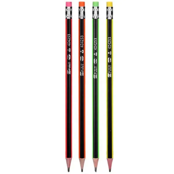 Spirit: Trojhranná neónová grafitová ceruzka HB s gumou v rôznych farbách 1 ks obrázok 2