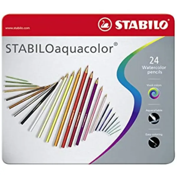 Stabilo: Aquacolor 24 dielny set farebných ceruziek v kovovej krabici obrázok 1