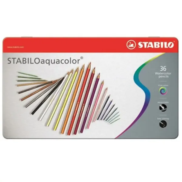 Stabilo: Aquacolor 36 dielny set farebných ceruziek v kovovej krabičke obrázok 1