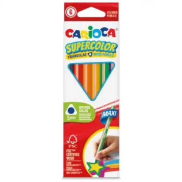 SuperColor 6-dielny set trojhranných farebných ceruziek maxi - Carioca obrázok 1