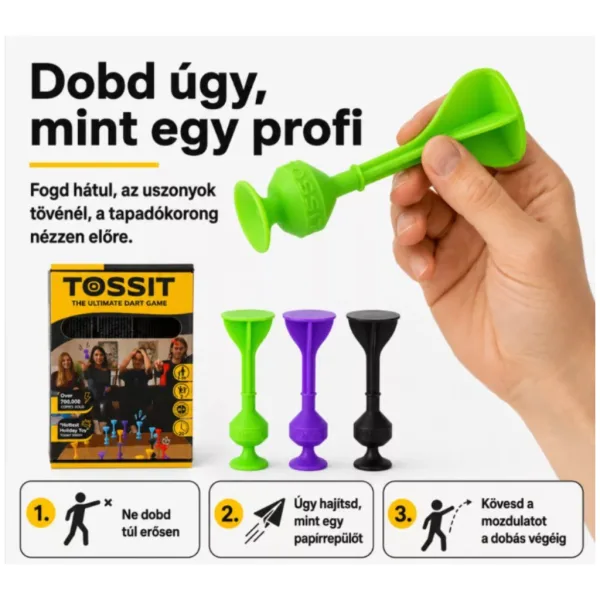 Tossit Starter Pack fialovo-zelený silikónový prísavkový darts spoločenská hra obrázok 4