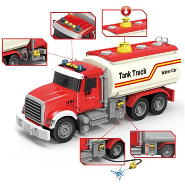 ToyStar červené cisternové auto na prepravu paliva so svetlom a zvukom 36 cm obrázok 2