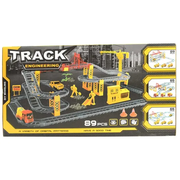 Track Engineering pretekárska dráha, set so stavebnými pracovnými strojmi a pracovníkmi 89ks obrázok 2