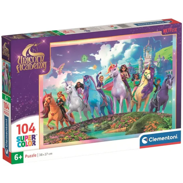 Unicorn Akadémia tím 104ks Supercolor puzzle - Clementoni obrázok 1