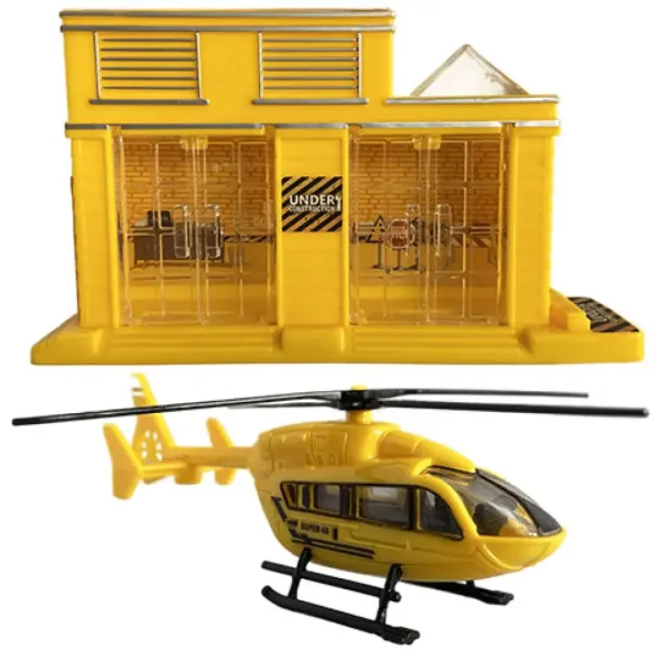 Veľká výstavba s vozidlami a helikoptérou 9-dielna súprava obrázok 2
