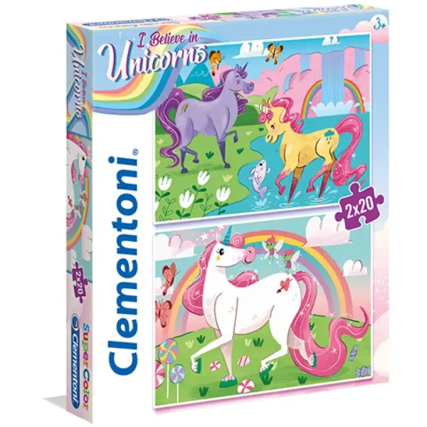 Verím v jednorožce Supercolor 2v1 puzzle 2x20 ks - Clementoni obrázok 1