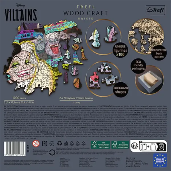 Wood Craft: Disney Hlavní darebáci 1000-dielne puzzle - Trefl obrázok 3