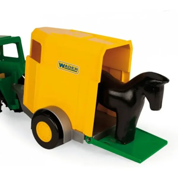 Zelený traktor s  prívesom pre kone 38 cm - Wader obrázok 4