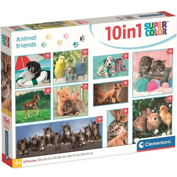 Zvierací priatelia 10v1 super color puzzle - Clementoni obrázok 1