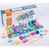 6v1 farebná drevená hračka na rozvoj zručností s číslami a formami