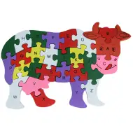 ABC - 123 krava drevo vzdelávací puzzle