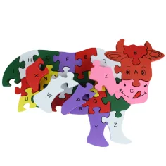 ABC - 123 krava drevo vzdelávací puzzle obrázok 2