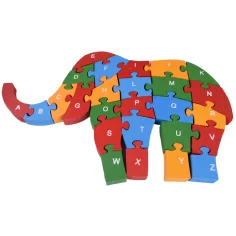 ABC - 123 slonie drevené vzdelávacie puzzle obrázok 4