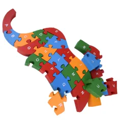 ABC - 123 slonie drevené vzdelávacie puzzle obrázok 5
