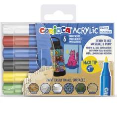 Acrilyc Akryl Maxi marker 6-dielová sada - Carioca