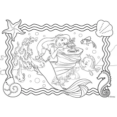 Ariel malá morská víla 2 v 1, 250-dielne puzzle a omaľovánka 50x35 cm - Lisciani obrázok 3