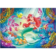 Ariel, malá morská víla 2 v 1 puzzle a omaľovánka, 108 dielikov, 50x35 cm – Lisciani obrázok 2