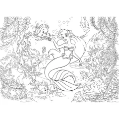 Ariel, malá morská víla 2 v 1 puzzle a omaľovánka, 108 dielikov, 50x35 cm – Lisciani obrázok 3