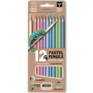 Ars Una: 12 pastelových trojuholníkových farebných ceruziek so strúhadlom