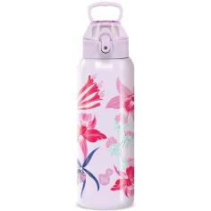 Ars Una: 3D Beach Flowers lila dvojstenná kovová fľaša 700 ml