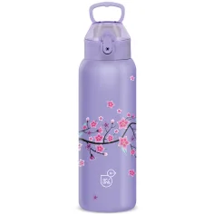 Ars Una: 3D Snow Flower fialová dvojstenná kovová fľaša 700 ml