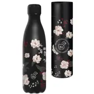 Ars Una: Flowery Black dvojstenná kovová fľaša v darčekovej krabičke 500ml