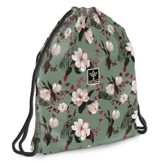 Ars Una: Flowery Green tínedžerský vak na telocvik, športový vak 37,5 x 46 cm