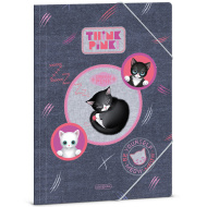 Ars Una: Think Pink roztomilé dosky s mačkami a gumičkou, veľkosť A4