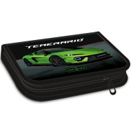 Ars Una: Zelené rozklápateľné naplnené púzdro na perá s motívom Lamborghini, 12,8x19,3x3,6 cm